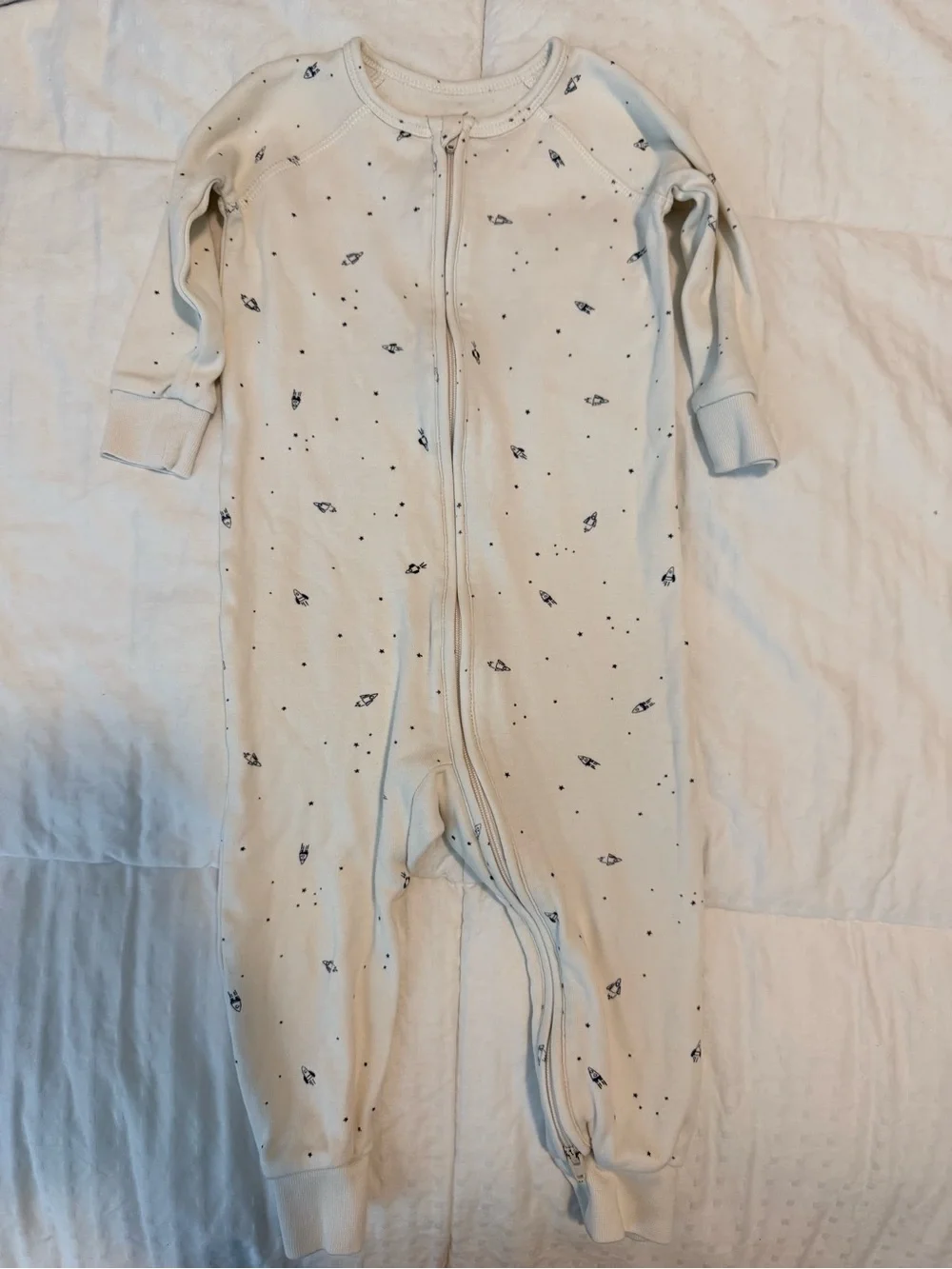 Pehr Zip-Up Footed One-Piece Pajama with Space Print